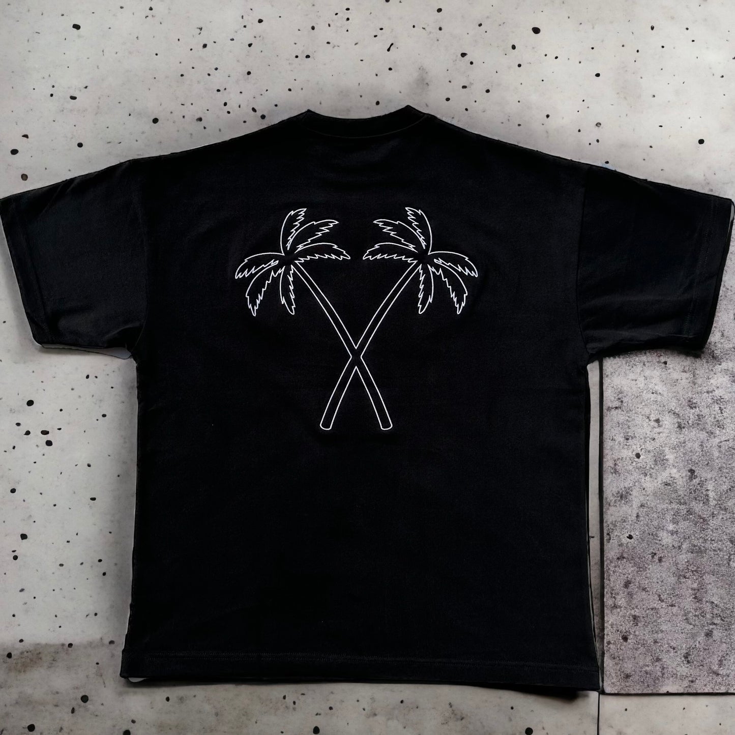 BLACK & WHITE ON A MISSION PALM TREE TEE