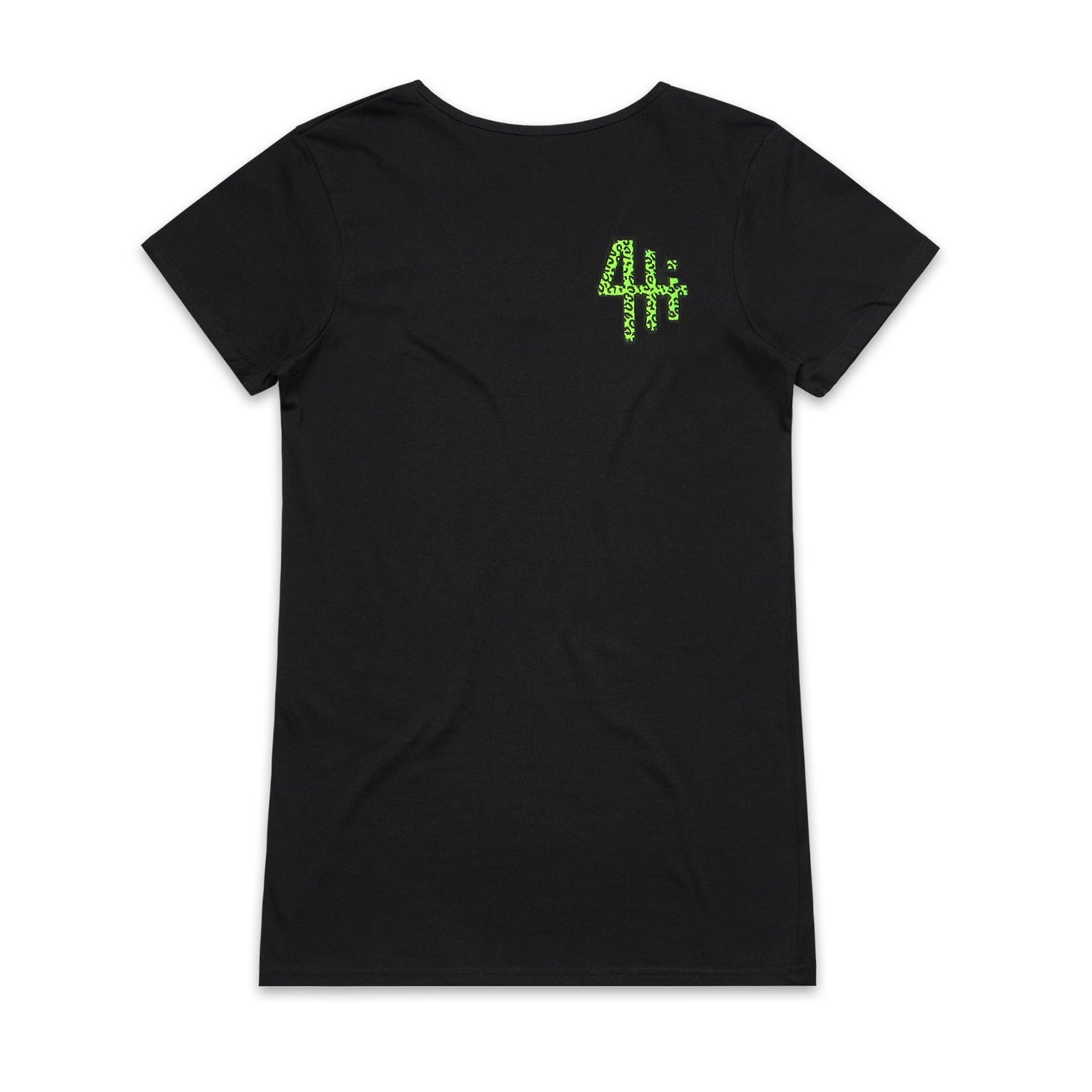 Womens Green Leopard Embroidered Logo Tee